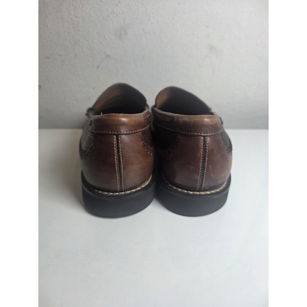 H.S. Trask Brown Leather Slip On Loafers Mens 10.5 Country Club Preppy Slip Knot - Picture 8 of 15